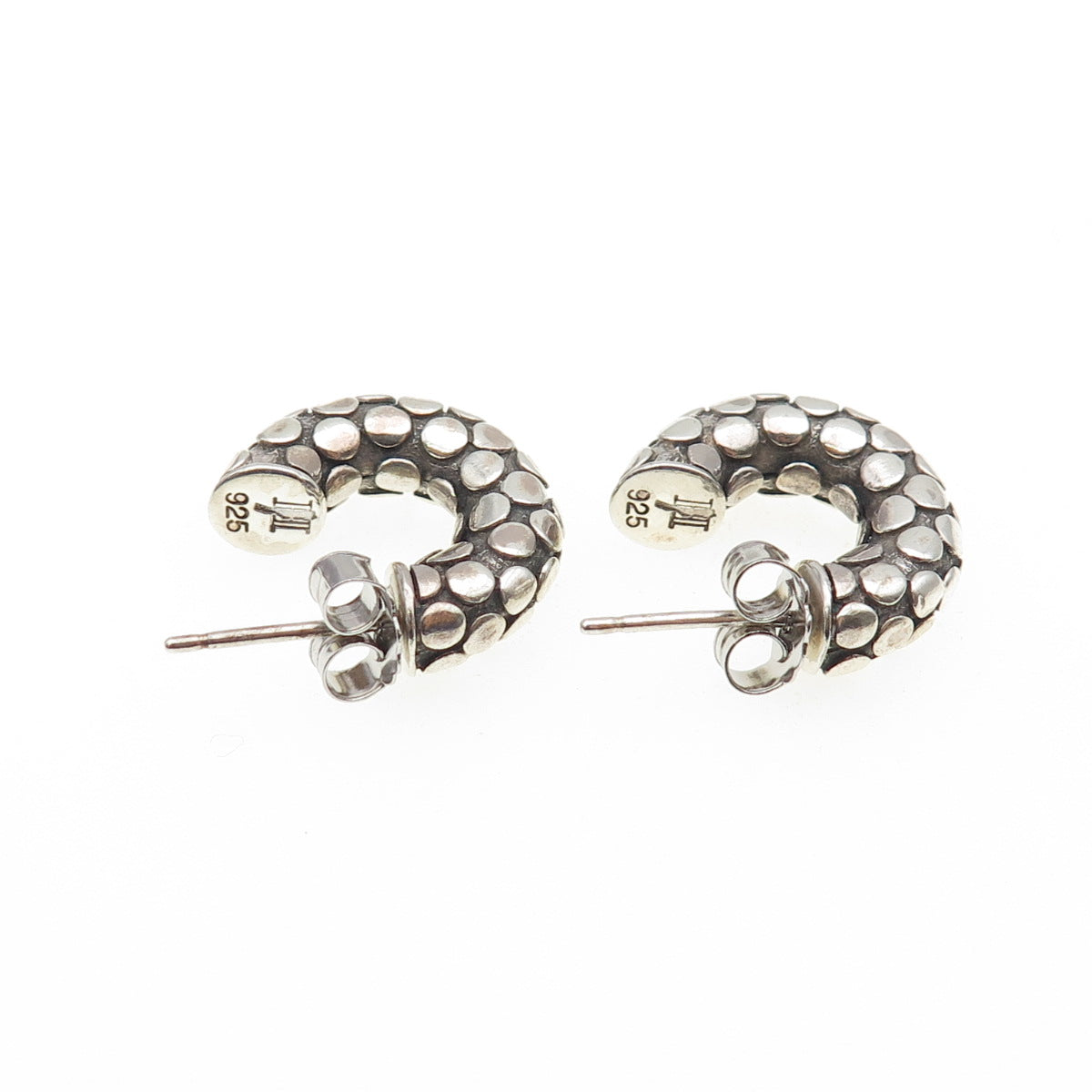JOHN HARDY 925 Sterling Silver Vintage Dotted Hoop Earrings