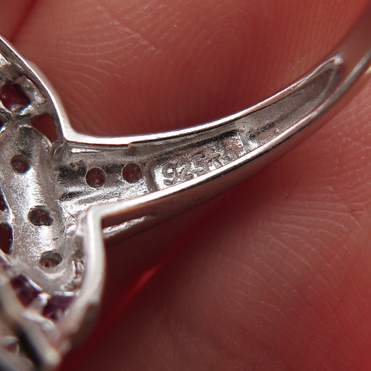 925 Sterling Silver Lab-Created Ruby & C Z Bohemian Ring Size 6.25