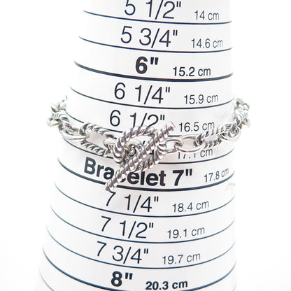 925 Sterling Silver Vintage Cable Link Oxidized Bracelet 6.75"