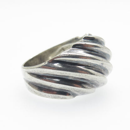 CHAPAL ZENRAY 925 Sterling Silver Vintage Modernist Ribbed Oxidized Ring Size 7
