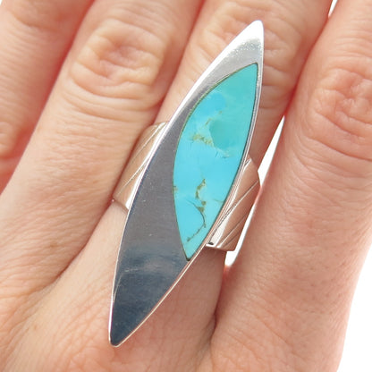 JAY KING DESERT ROSE Sterling Silver Vintage Turquoise Modernist Ring Size 7.25