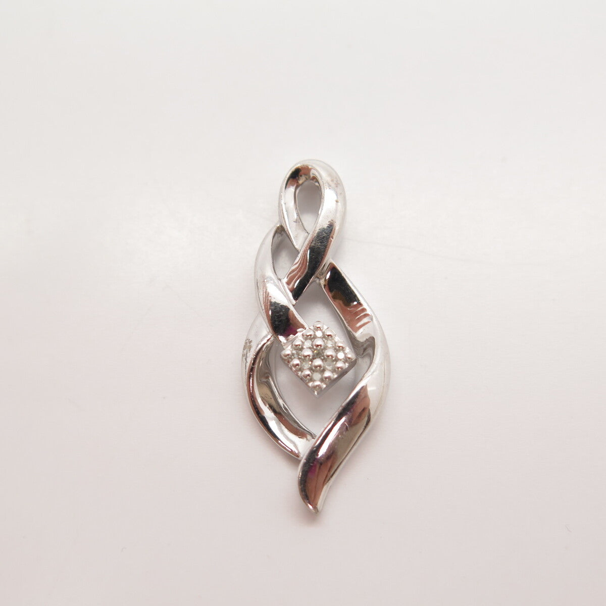 925 Sterling Silver SUN Real Diamond Ribbon Slide Pendant