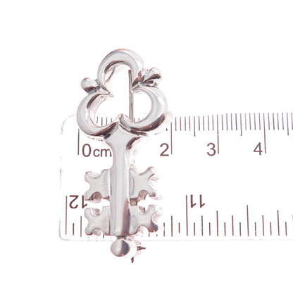 ZINA 925 Sterling Silver Vintage Club Key Pin Brooch