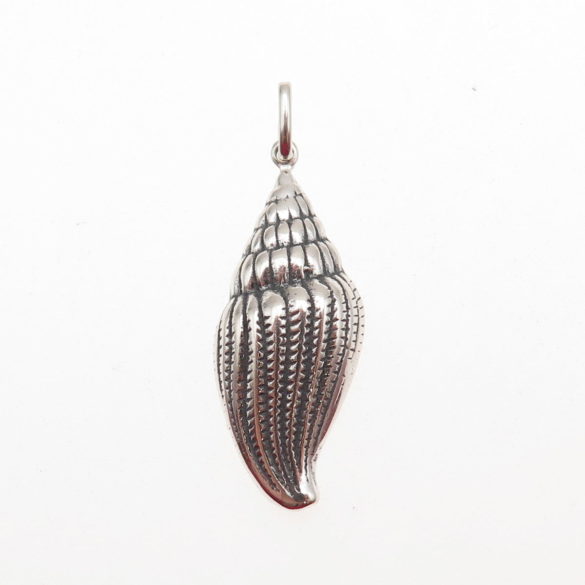 925 Sterling Silver Vintage Seashell Oxidized Charm Pendant