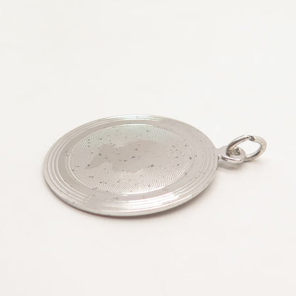 925 Sterling Silver Vintage Man Profile Round Pendant