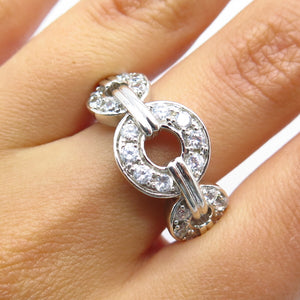 925 Sterling Silver C Z Round Chain Ring Size 9