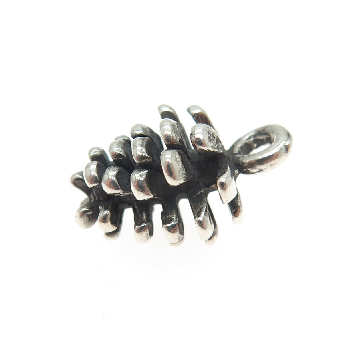 925 Sterling Silver Vintage Pine Cone Minimalist Oxidized Charm Pendant