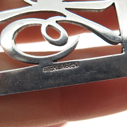 950 Silver Vintage Chinese Fortune Bamboo Pin Brooch
