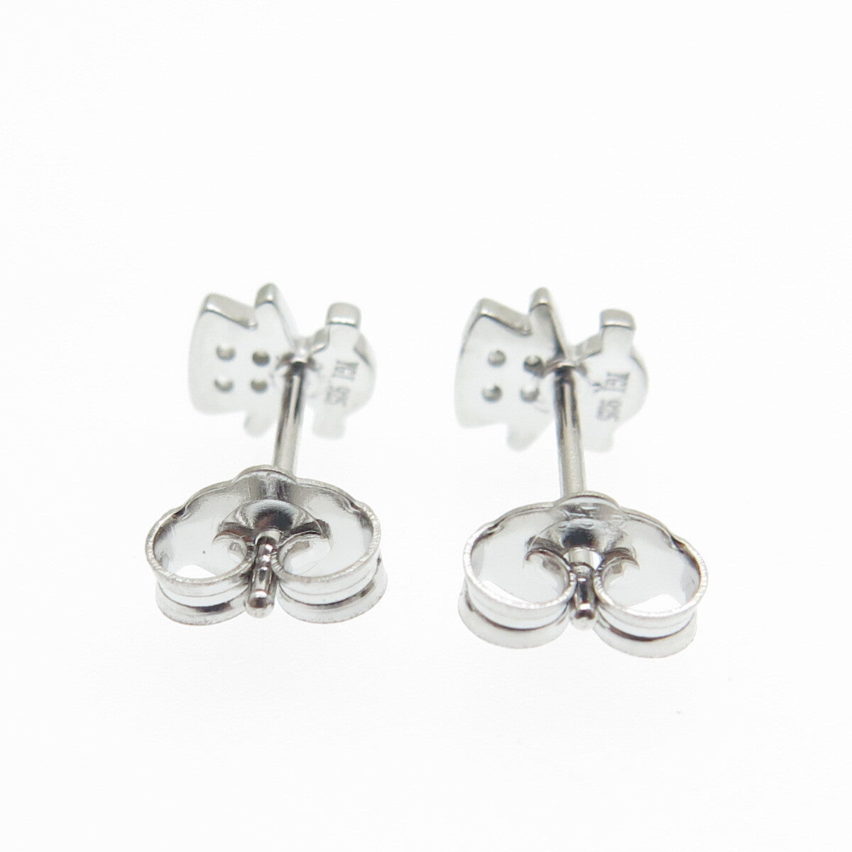 925 Sterling Silver Round-Cut Shaped C Z Little Girl Silhouette Stud Earrings