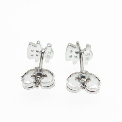925 Sterling Silver Round-Cut Shaped C Z Little Girl Silhouette Stud Earrings