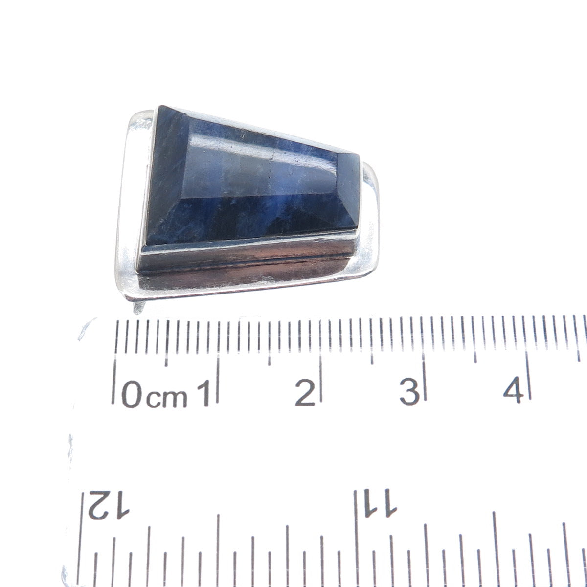 925 Sterling Silver Vintage Real Sodalite Modernist Slide Pendant