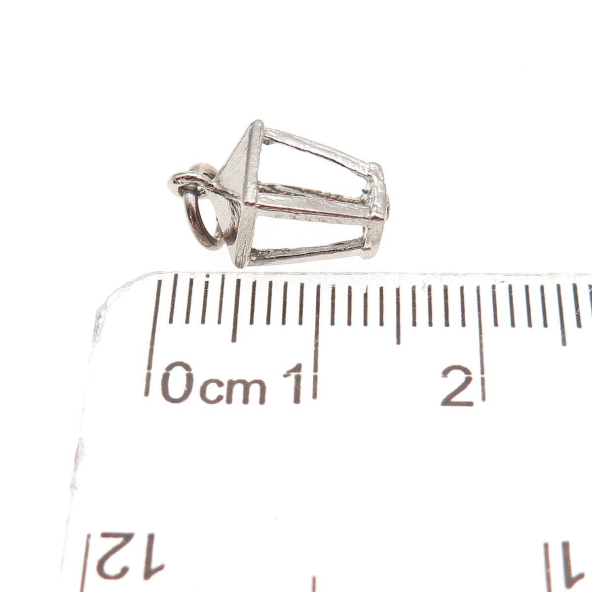 925 Sterling Silver Antique Art Deco Enamel Lantern Oxidized 3D Charm Pendant