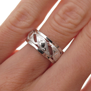 J.D. Schlang Co. 925 Sterling Silver Antique Art Deco Heart Band Ring Size 6