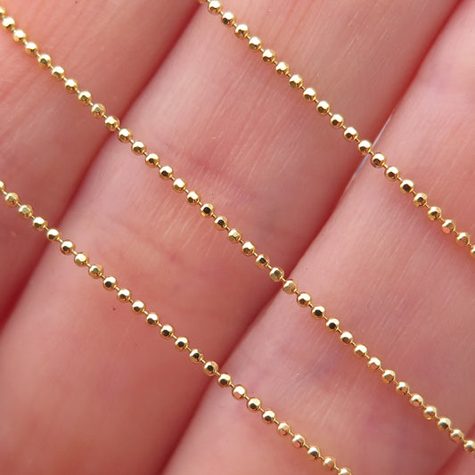 925 Sterling Silver Gold Plated Italy Ball Beaded Chain Necklace 16"
