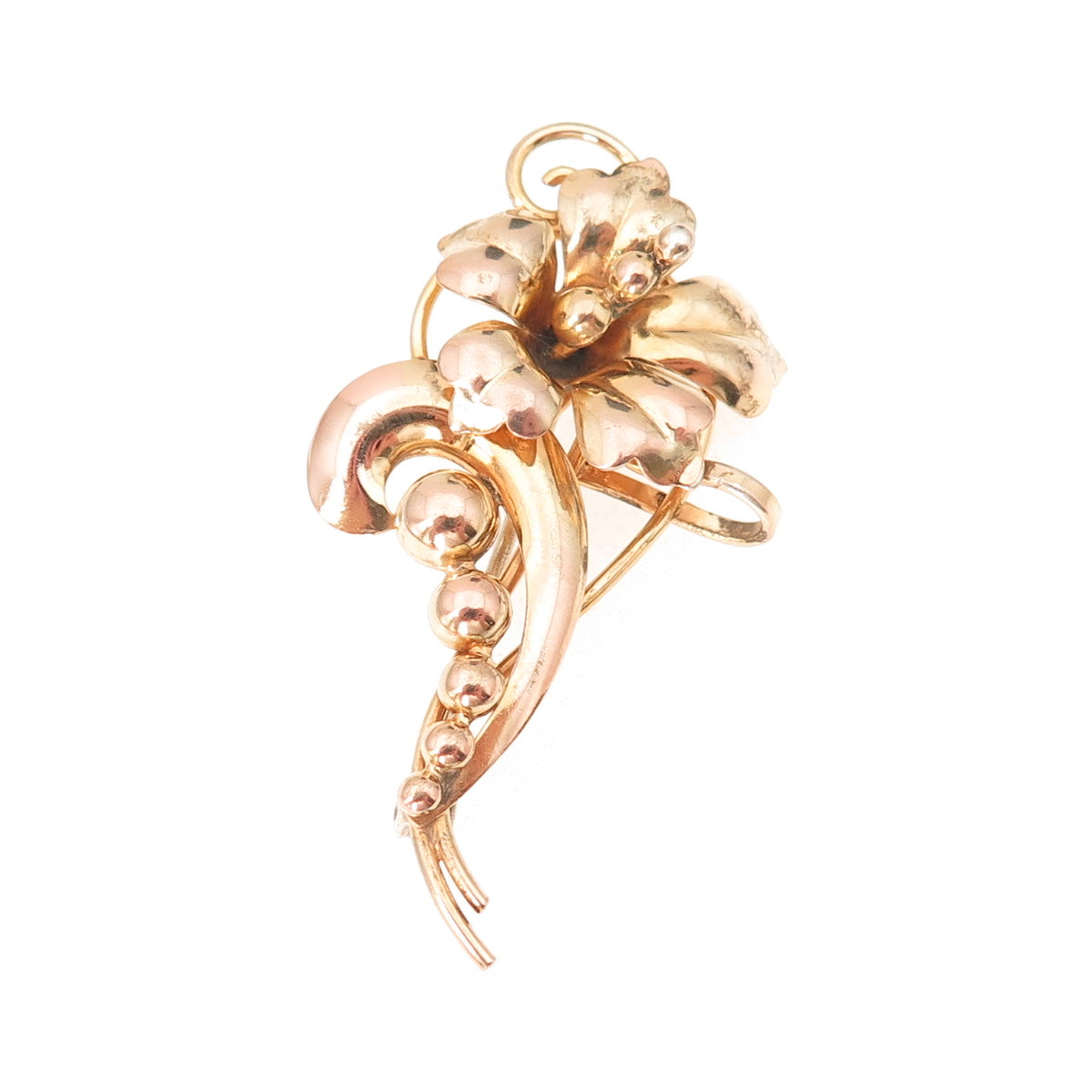 925 Sterling Silver 1/20 12K Gold Filled Vintage Orchid Pin Brooch / Pendant