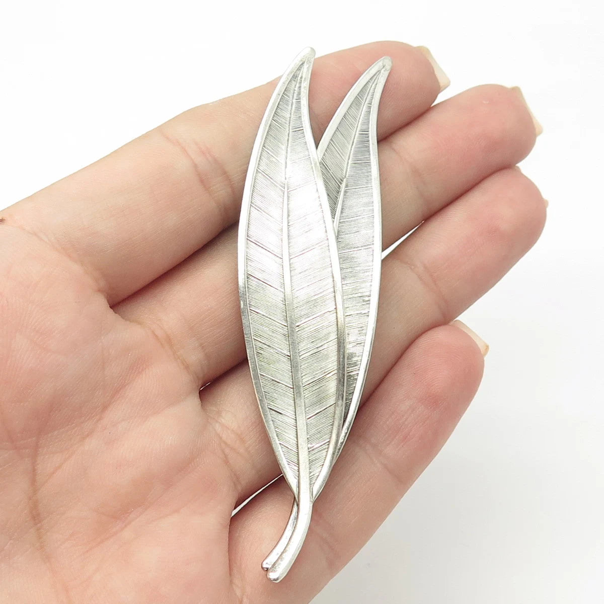 925 Sterling Silver Vintage Beau Leaf Floral Pin Brooch