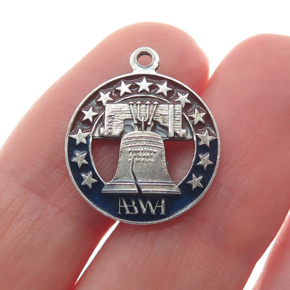 925 Sterling Silver Vintage 1976 Enamel Beyond Our Heritage Liberty Bell Pendant