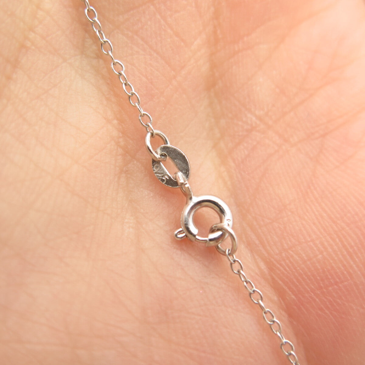 925 Sterling Silver SUN Real Diamond Ribbon Pendant Rolo Chain Necklace 16"