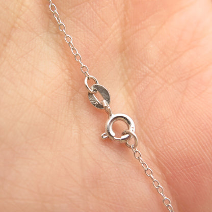 925 Sterling Silver SUN Real Diamond Ribbon Pendant Rolo Chain Necklace 16"