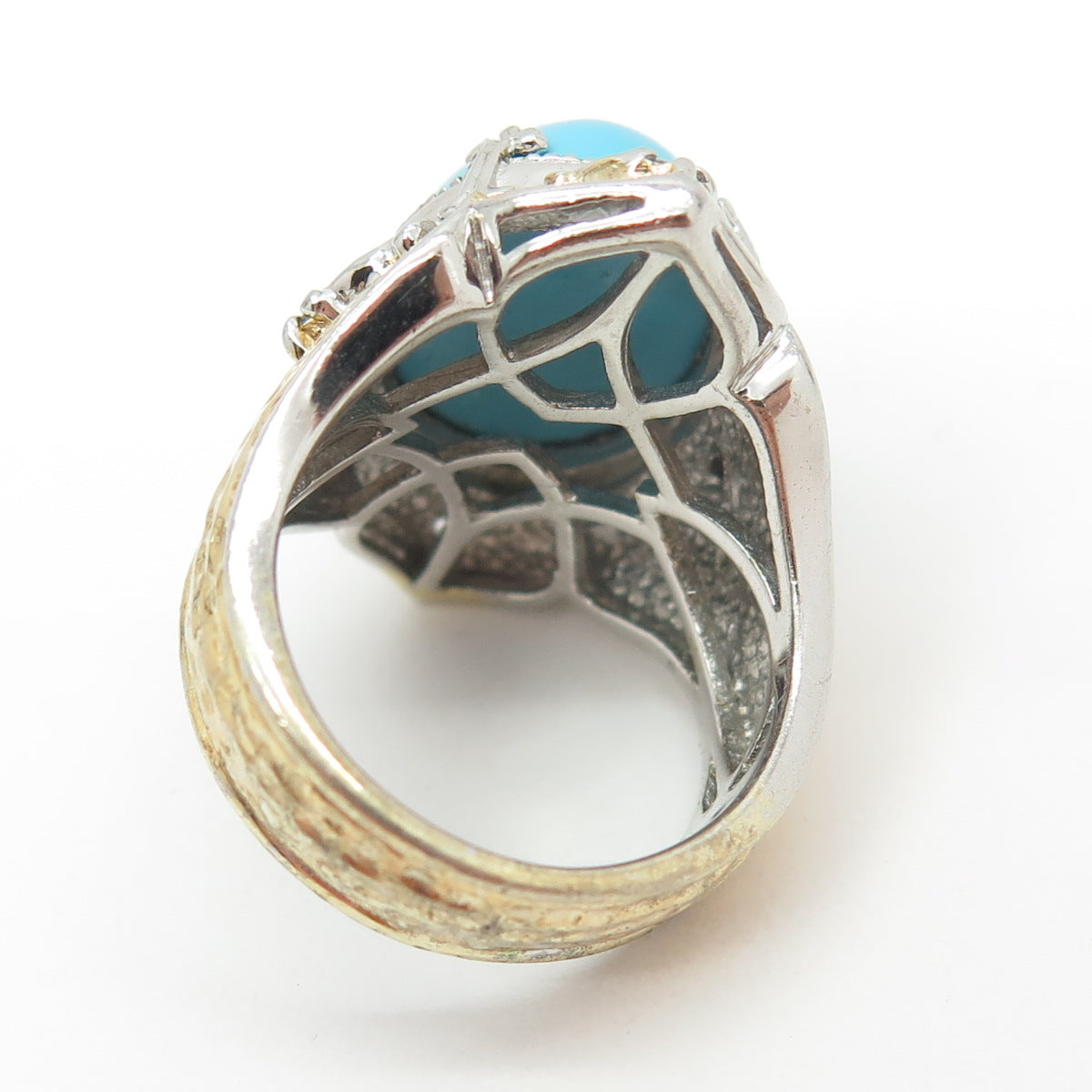 MICHAEL VALITUTTI Gems En Vogue Sterling 2-Tone Turquoise & Topaz Ring Size 7