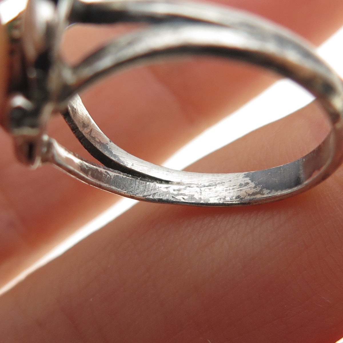 Old Pawn 925 Sterling Silver Vintage MF Artisan Turquoise Tribal Ring Size 6.25