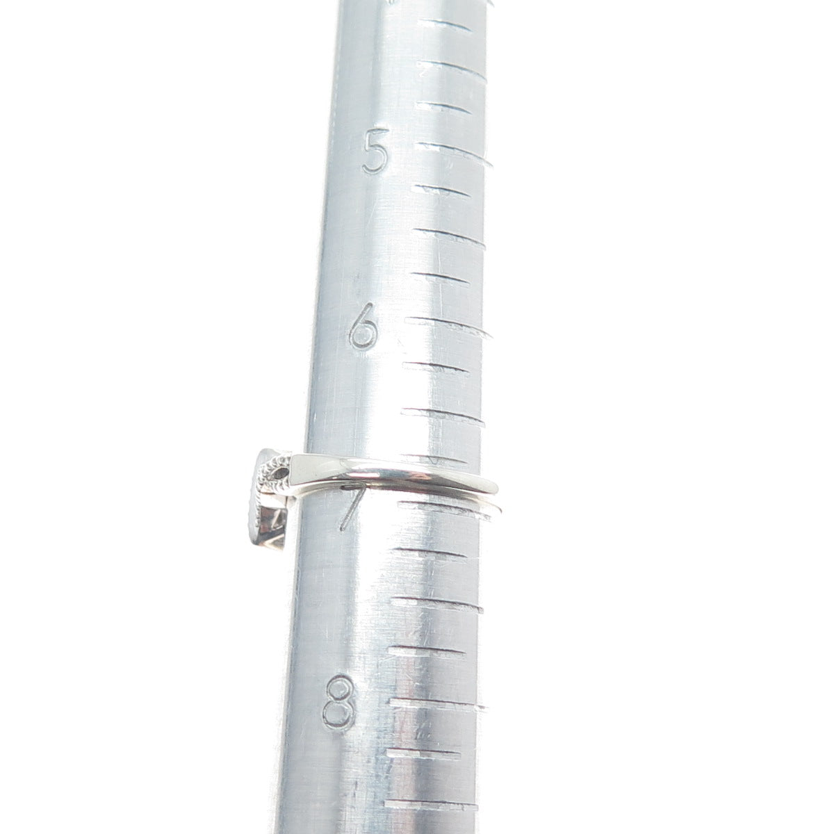 925 Sterling Silver Real Round-Cut Diamond Infinity Ring Size 7