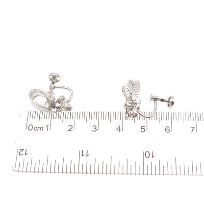 Sorrento 925 Sterling Silver Vintage Rhinestone Filigree Screw Back Earrings