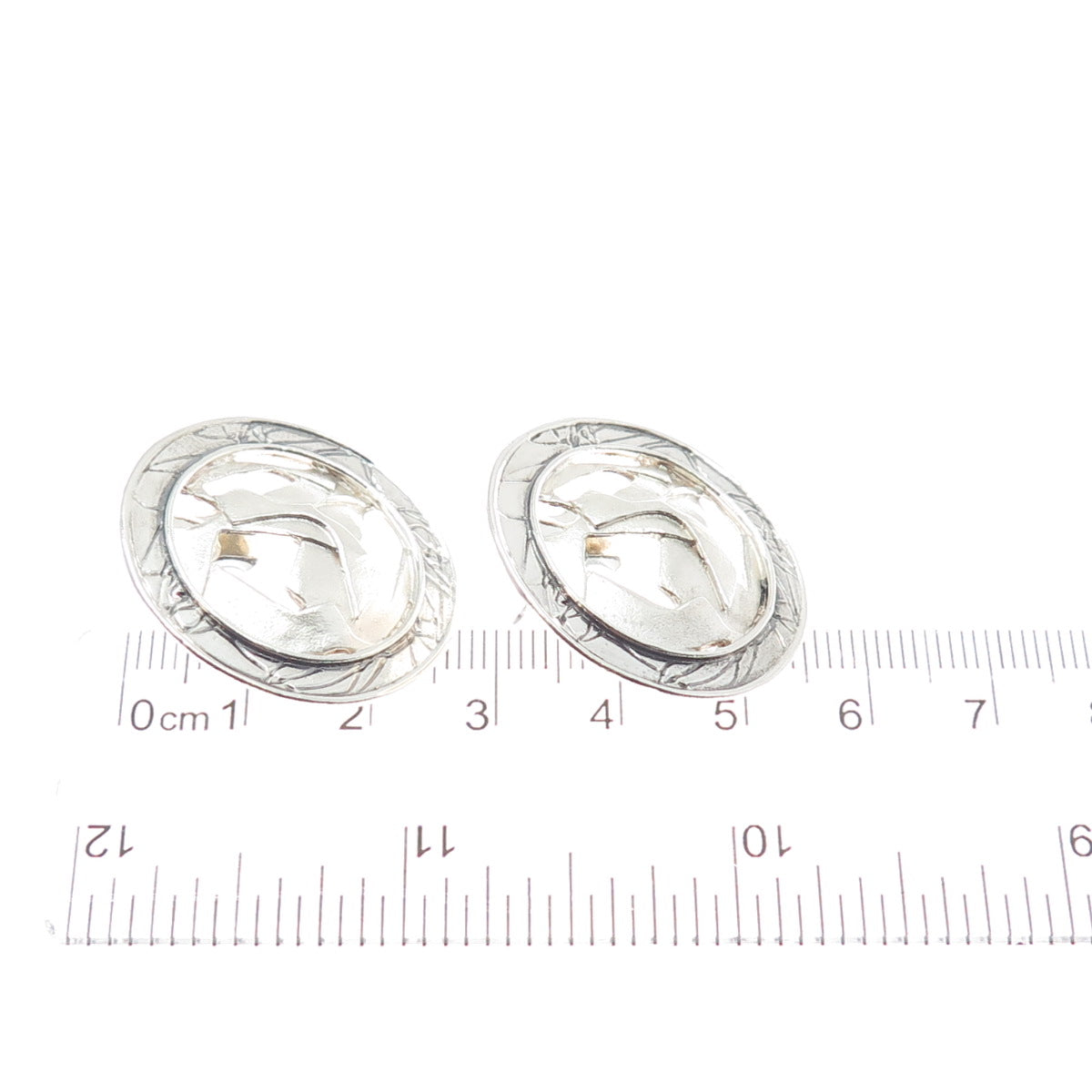 925 Sterling Silver Vintage Modernist Round Earrings