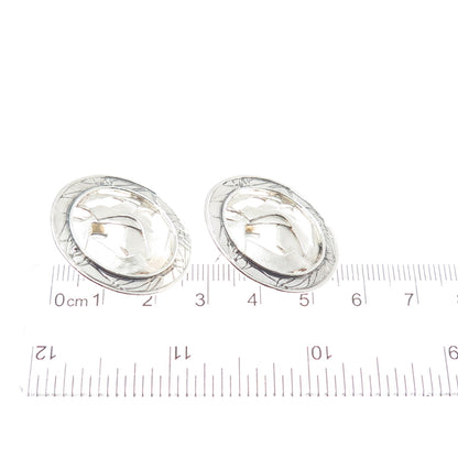 925 Sterling Silver Vintage Modernist Round Earrings