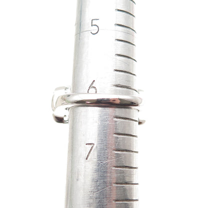 925 Sterling Silver Real Labradorite & White Topaz Carved Flower Ring Size 6.25