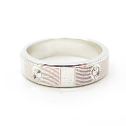 925 Sterling Silver Vintage Textured Band Ring Size 7.25