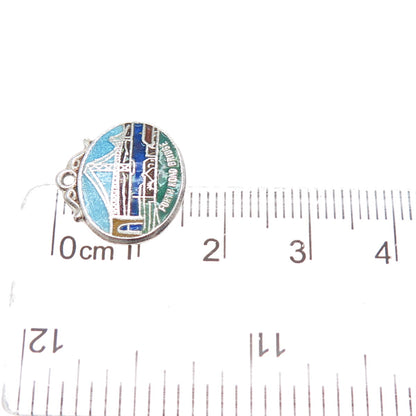 WBS WARD BROS Sterling Antique Enamel Forth Road Bridge Minimalist Charm Pendant