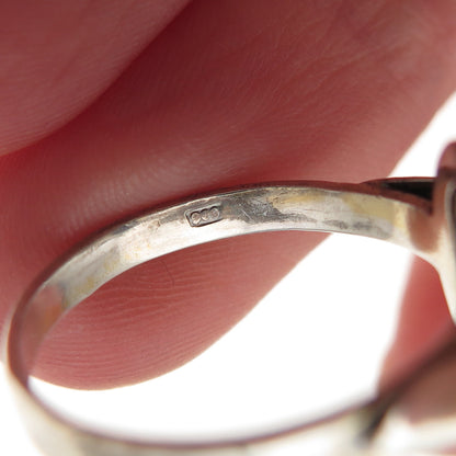 900 Silver Vintage Czechia Real Bohemian Garnet Oxidized Ring Size 6.5