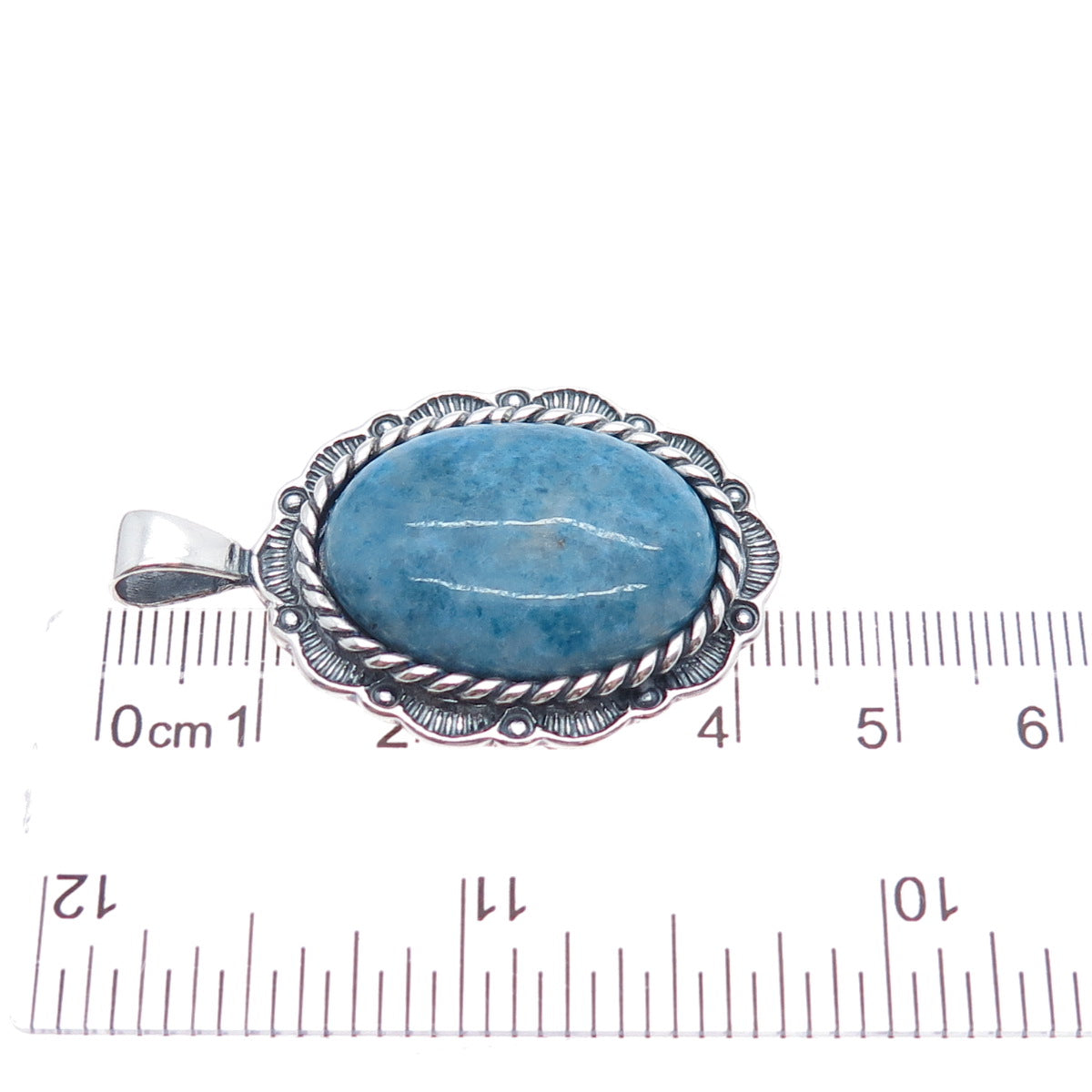 CAROLYN POLLACK 925 Sterling Silver Vintage Real Denim Lapis Charm Pendant