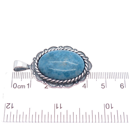 CAROLYN POLLACK 925 Sterling Silver Vintage Real Denim Lapis Charm Pendant