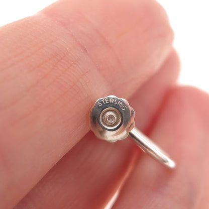 925 Sterling Silver Vintage Charm Holder Screw Back Earrings