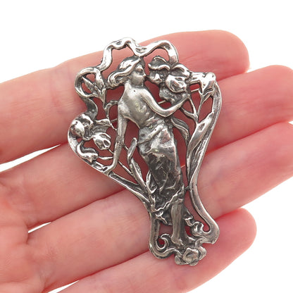 Ari D Norman Sterling Silver Vintage 1981 London Floral Lady Pin Brooch Pendant