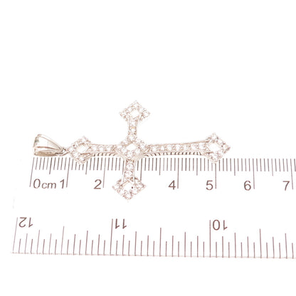 925 Sterling Silver Round-Cut C Z Cross Pendant