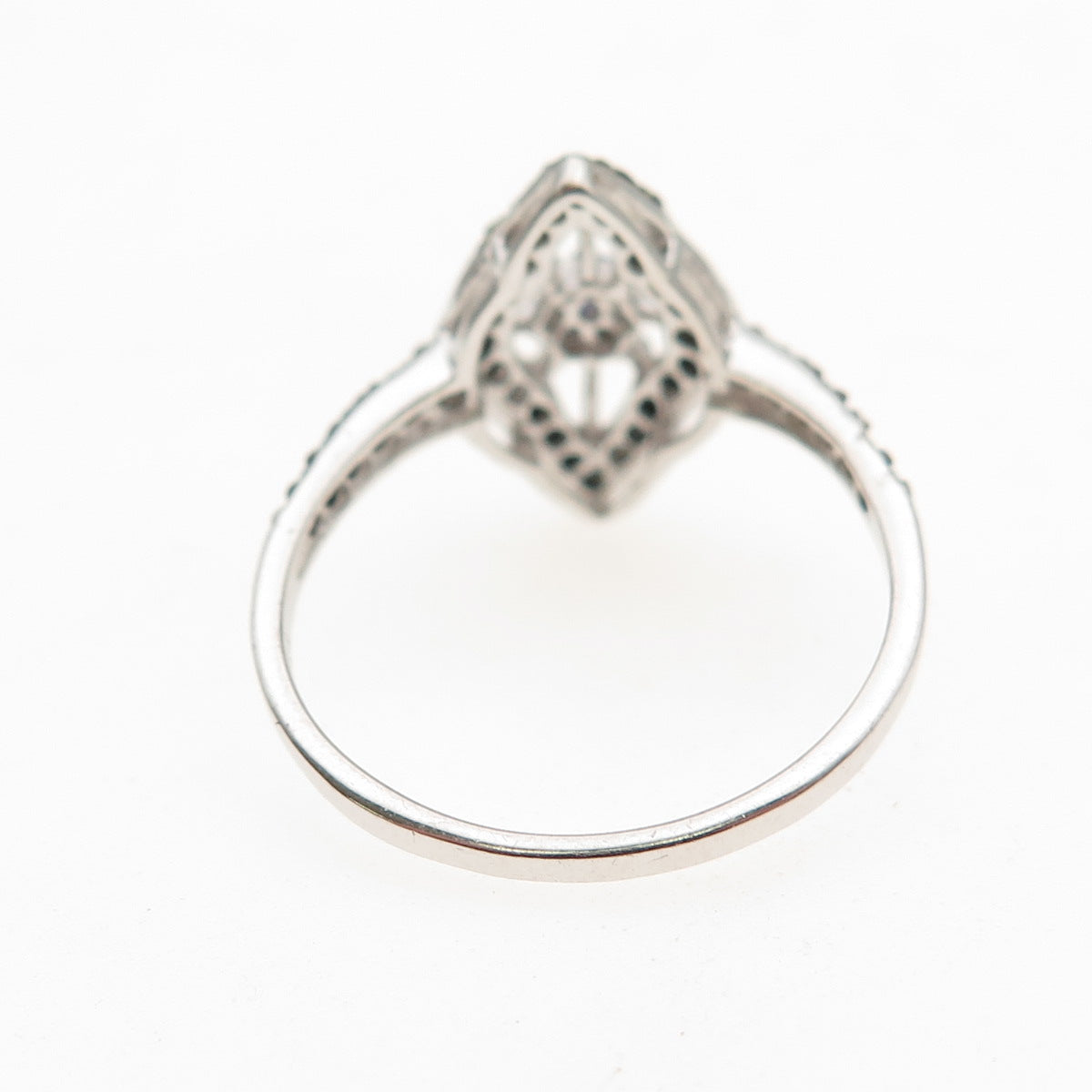 925 Sterling Silver Real Black Diamond & Tanzanite Ring Size 7.75