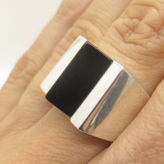 MMA Metropolitan Museum of Art Sterling Silver Vintage Black Onyx Ring Size 7.5