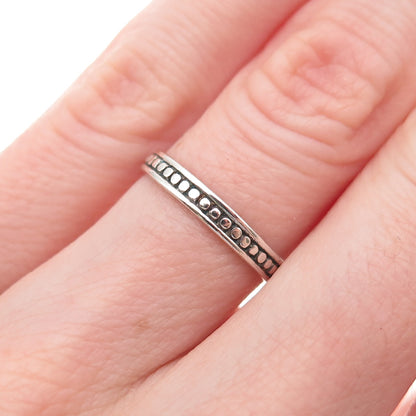 Charles Winston 925 Sterling Silver Vintage Dotted Oxidized Band Ring Size 5