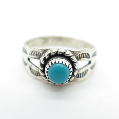 BELL TRADING POST Old Pawn Sterling Southwestern Bisbee Turquoise Ring Size 2