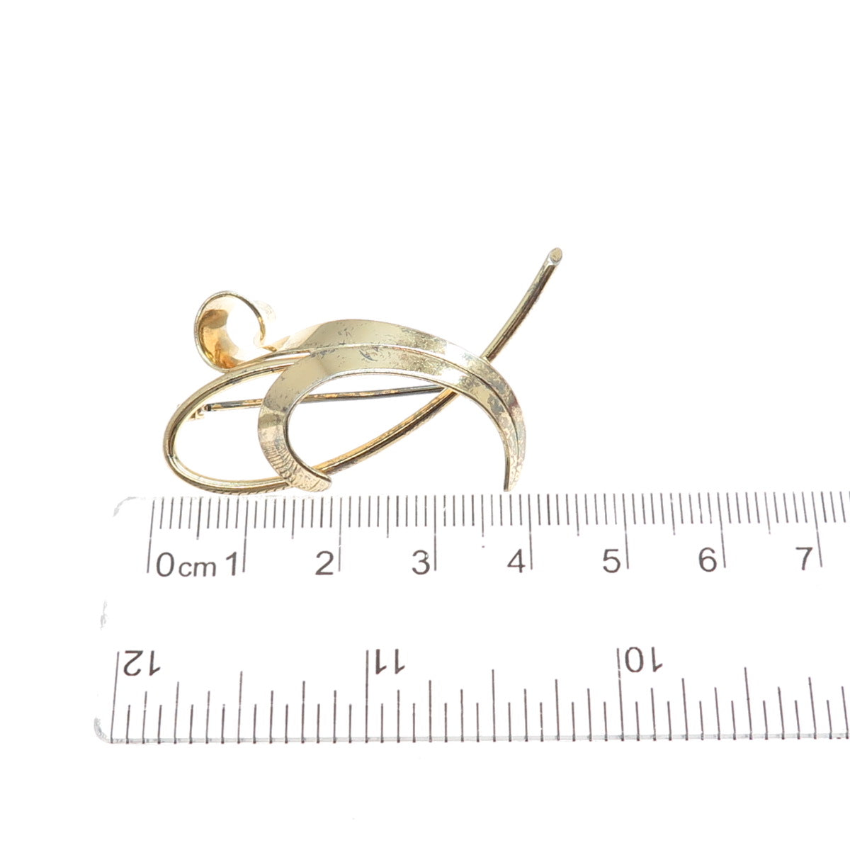 FORSTNER 925 Sterling Silver Gold Plated Vintage Modernist Floral Pin Brooch