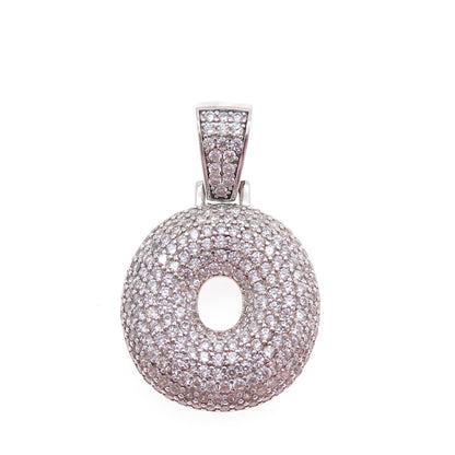 925 Sterling Silver Round-Cut C Z Letter O Initial Charm Pendant