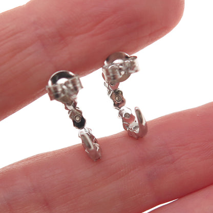 Charles Winston 925 Sterling Silver Real Round-Cut Diamond XO Hoop Earrings
