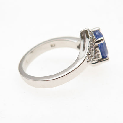 RJ Graziano 925 Sterling Silver Real Tanzanite & White Topaz Ring Size 8