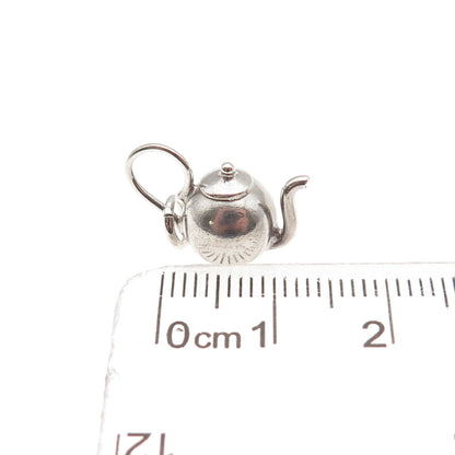 925 Sterling Silver Antique Art Deco Teapot 3D Mini Charm Pendant