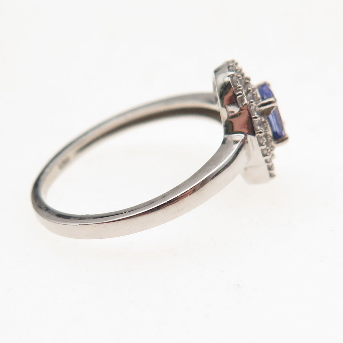Chuck Clemency 925 Sterling Silver Real Tanzanite & White Topaz Ring Size 8