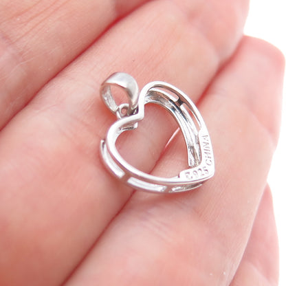 ROSS SIMONS 925 Sterling Silver Real Diamond Heart Minimalist Charm Pendant