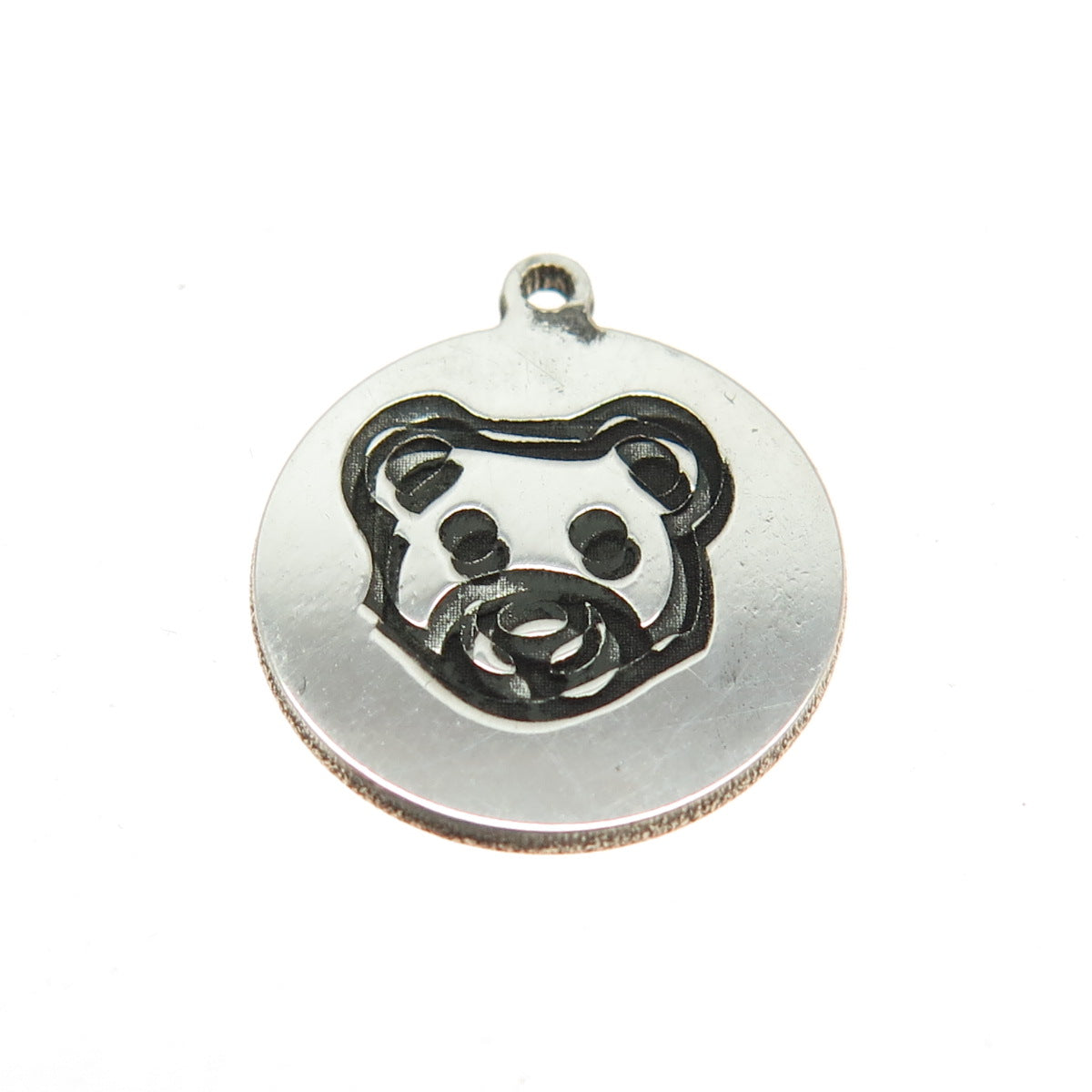 TWO IN TOWN 925 Sterling Silver Teddy Bear Minimalist Tag Charm Pendant